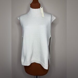 NWT Pinch Cream Knit Turtleneck Sweater Vest Tie Side Size Small